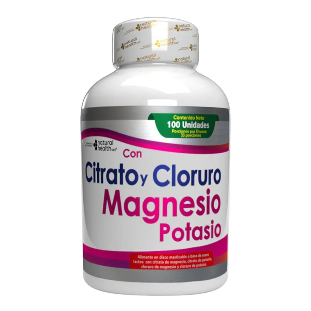 MASTICABLE DE CITRATO Y CLORURO MAGNESIO POTASIO X100UND NATURALHEALTS