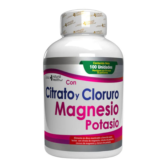MASTICABLE DE CITRATO Y CLORURO MAGNESIO POTASIO X100UND NATURALHEALTS